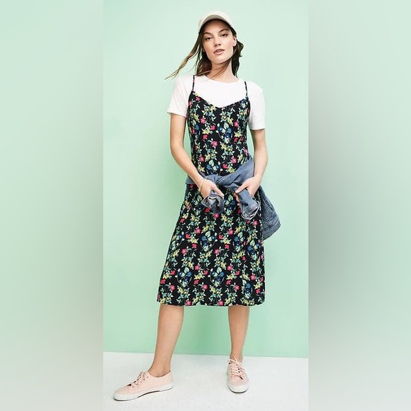 Old Navy XL Floral Midi Black Sundress - Picture 1 of 6
